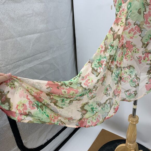 Mimi Chica Blouse Womens XS Extra Small Floral Cap Sleeve V Back Ruffle Train - Picture 7 of 14